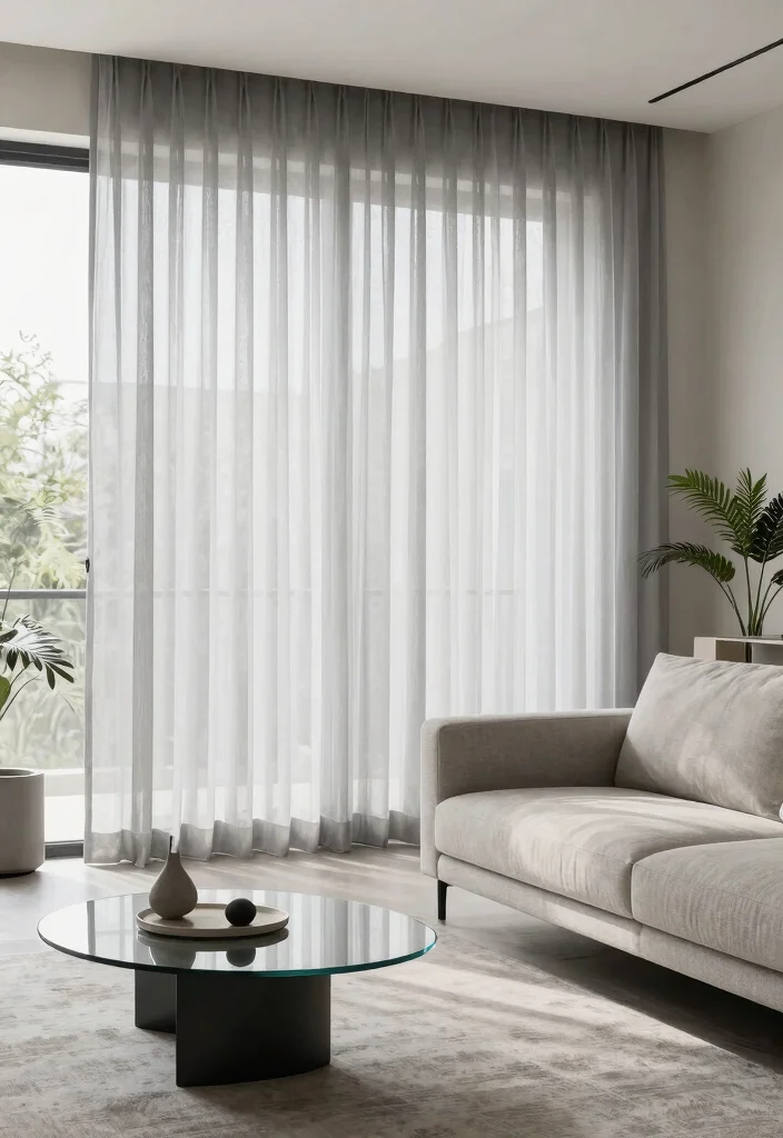 15 Trendy Sheer Curtains Living Room Ideas That'll Transform Your Space Instantly! - 8. Minimalist Sheers for a Clean Aesthetic 1