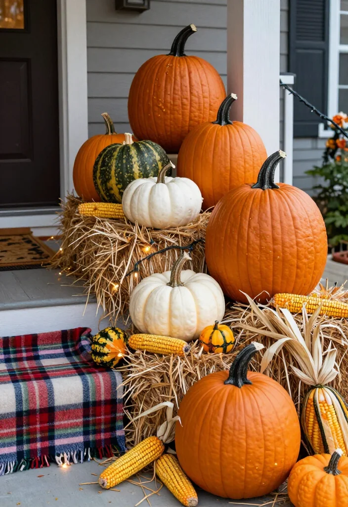10 Stunning Early Fall Front Porch Ideas Under $100 (You'll Love #3!) - 1. Cheerful Pumpkin Display 1