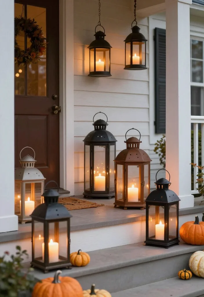 10 Stunning Early Fall Front Porch Ideas Under $100 (You'll Love #3!) - 4. Lantern Lighting 1