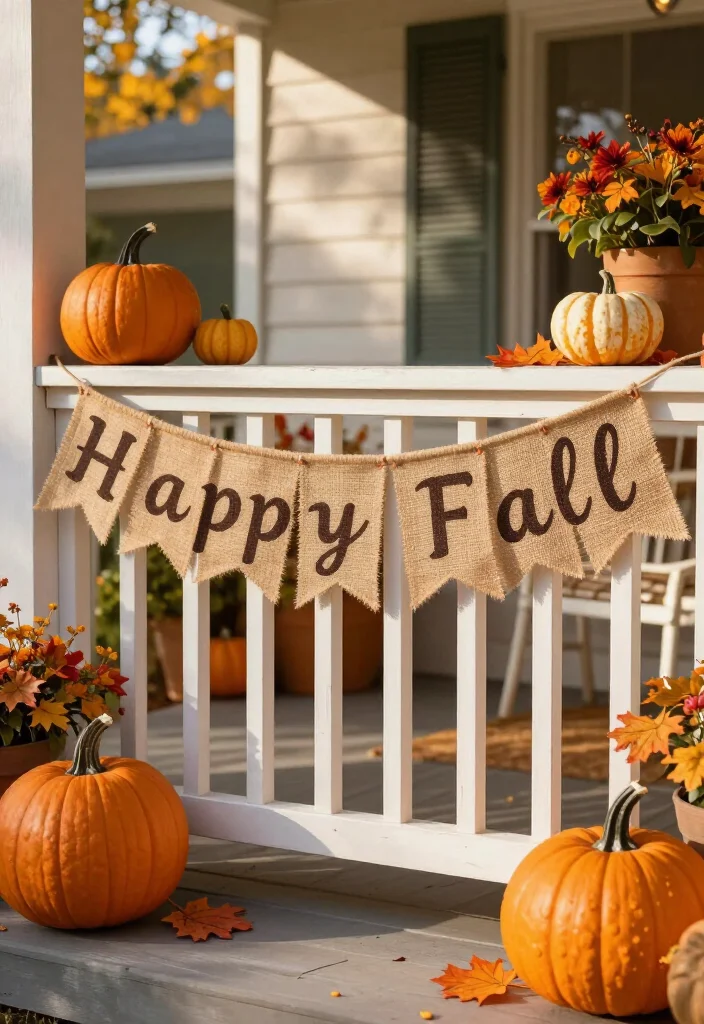 10 Stunning Early Fall Front Porch Ideas Under $100 (You'll Love #3!) - 7. Seasonal Banners 1