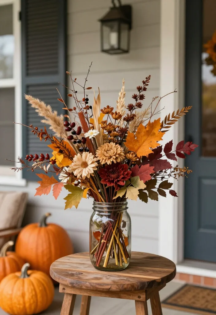 10 Stunning Early Fall Front Porch Ideas Under $100 (You'll Love #3!) - 8. Fall Sprays and Arrangements 1