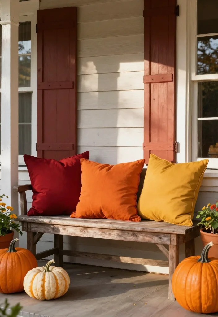 10 Stunning Early Fall Front Porch Ideas Under $100 (You'll Love #3!) - 9. Colorful Throw Pillows 1