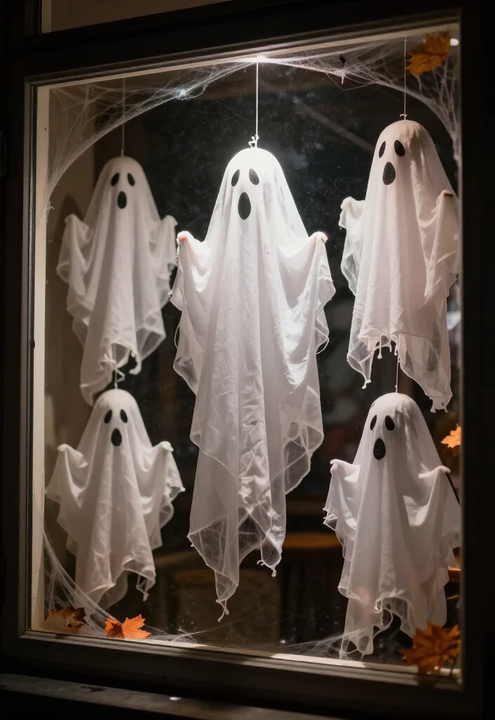 13 Spooktacular Halloween Window Decorations That Will Haunt Your Neighbors! 2 13 Spooktacular Halloween Window Decorations That Will Haunt Your Neighbors! - 1. Floating Ghosts 1