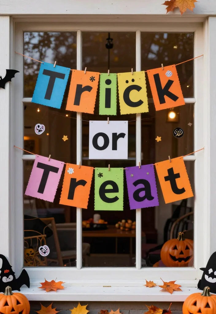13 Spooktacular Halloween Window Decorations That Will Haunt Your Neighbors! 68 13 Spooktacular Halloween Window Decorations That Will Haunt Your Neighbors! - 13. Trick or Treat Signs 1