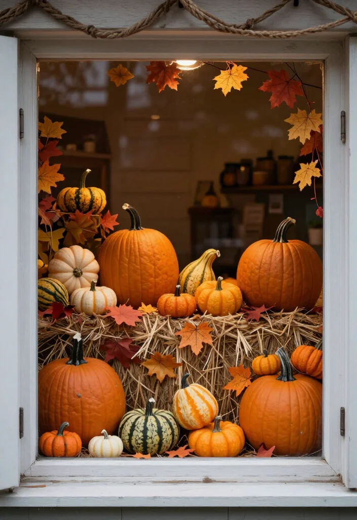 13 Spooktacular Halloween Window Decorations That Will Haunt Your Neighbors! 4 13 Spooktacular Halloween Window Decorations That Will Haunt Your Neighbors! - 3. Pumpkin Patch Display 1