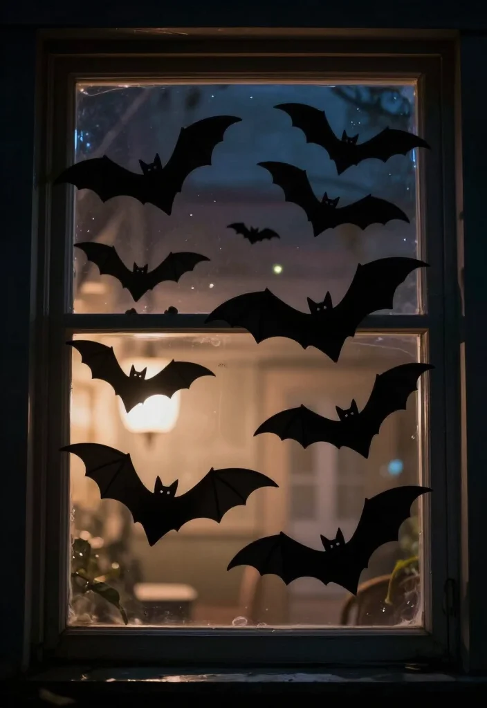 13 Spooktacular Halloween Window Decorations That Will Haunt Your Neighbors! 17 13 Spooktacular Halloween Window Decorations That Will Haunt Your Neighbors! - 6. Boo-tiful Bat Displays 1