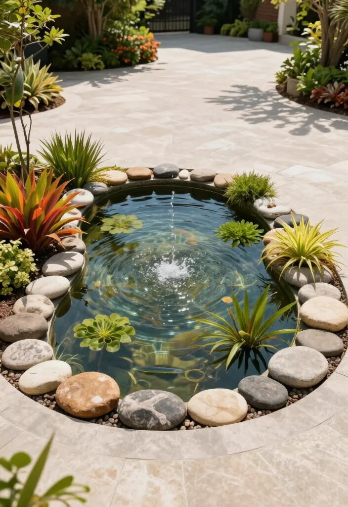 15 STUNNING Circular Driveway Ideas That Will Transform Your Home's Curb Appeal! - 8. Serene Water Feature Circular Driveway 1