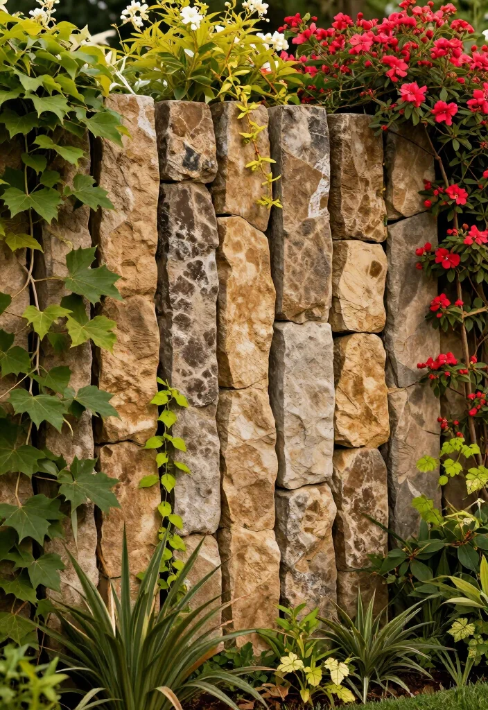 17 Best Stone Fence Ideas That Will Transform Your Garden into a Stunning Oasis! 56 17 Best Stone Fence Ideas That Will Transform Your Garden into a Stunning Oasis! - 14. Vertical Stone Garden Fence 1