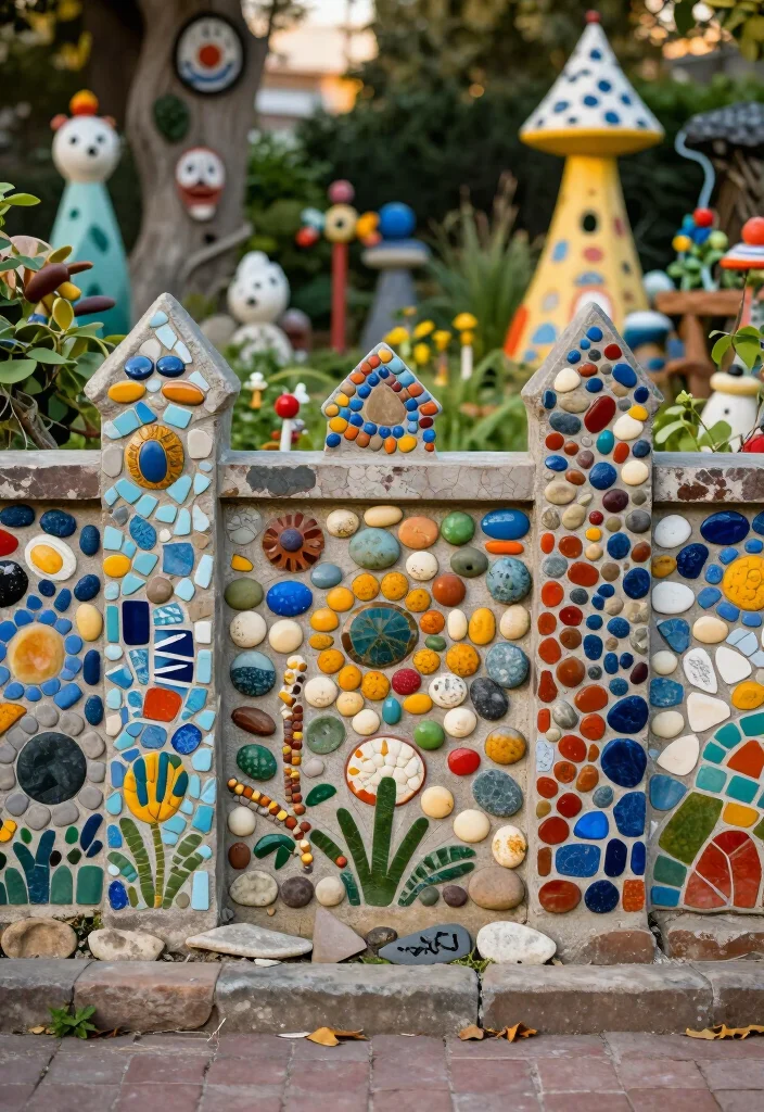 17 Best Stone Fence Ideas That Will Transform Your Garden into a Stunning Oasis! 69 17 Best Stone Fence Ideas That Will Transform Your Garden into a Stunning Oasis! - 17. Artistic Stone Mosaic Fence 1