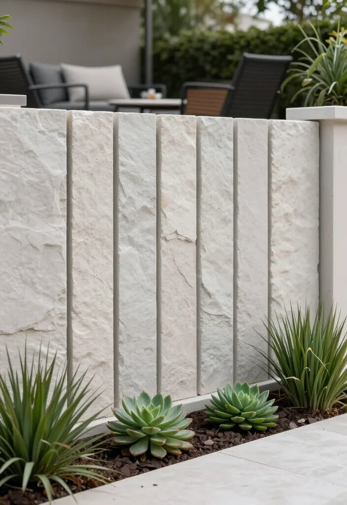 17 Best Stone Fence Ideas That Will Transform Your Garden into a Stunning Oasis! 4 17 Best Stone Fence Ideas That Will Transform Your Garden into a Stunning Oasis! - 3. Modern Stone Panel Fence 1