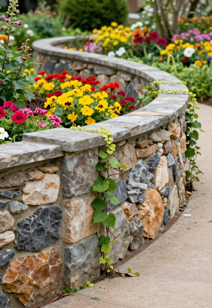 17 Best Stone Fence Ideas That Will Transform Your Garden into a Stunning Oasis! 15 17 Best Stone Fence Ideas That Will Transform Your Garden into a Stunning Oasis! - 4. Curved Stone Fence 1