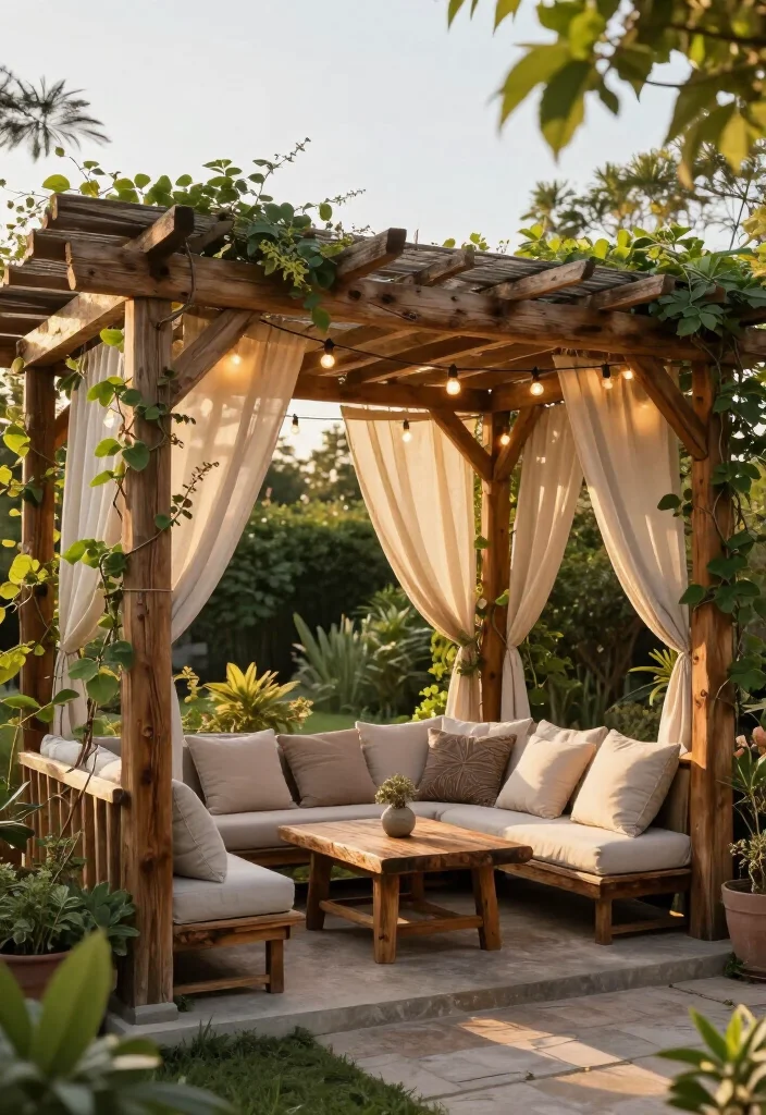 17 Rustic Backyard Ideas That'll Transform Your Outdoor Living Space (You Won't Believe #5!) - 6. Beautifully Designed Pergola 1