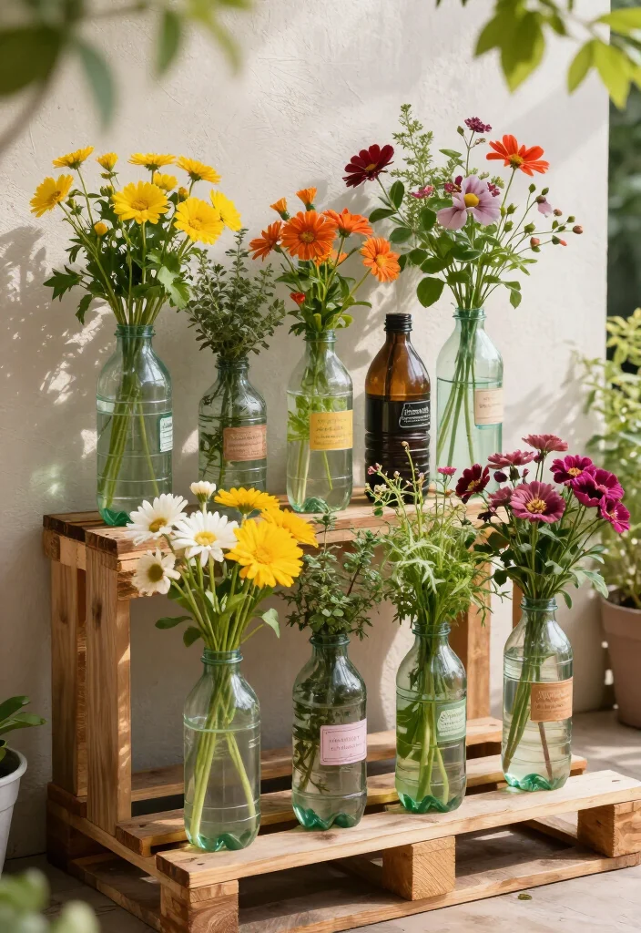 21 Plastic Bottle Vertical Garden Ideas You Can Start Today (You'll Be Amazed by #5!) - 12. Bottle Vertical Garden on Pallets 1