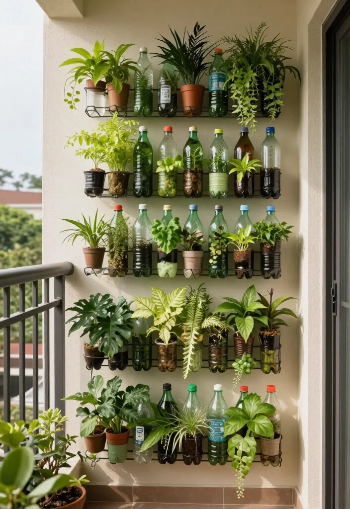21 Plastic Bottle Vertical Garden Ideas You Can Start Today (You'll Be Amazed by #5!) - 17. Vertical Garden for Small Spaces 1