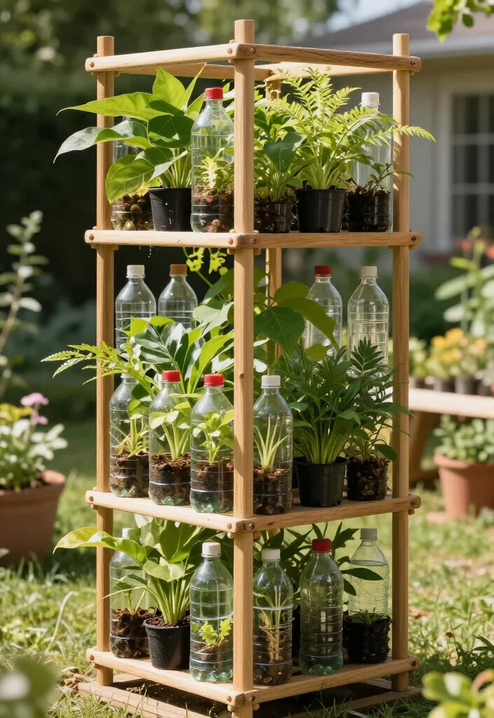 21 Plastic Bottle Vertical Garden Ideas You Can Start Today (You'll Be Amazed by #5!) - 19. Vertical Garden with a Plastic Bottle Framework 1