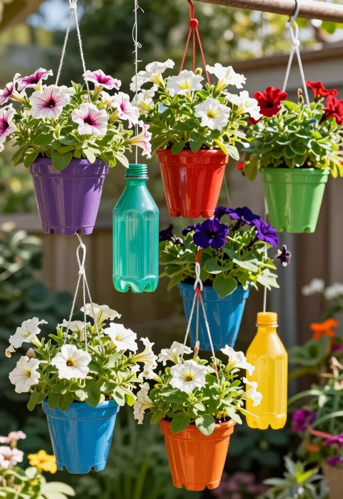 21 Plastic Bottle Vertical Garden Ideas You Can Start Today (You'll Be Amazed by #5!) - 2. Hanging Flower Garden 1
