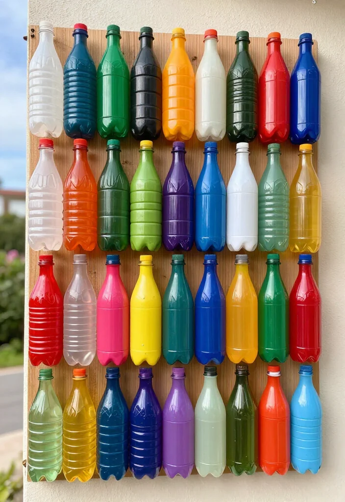 21 Plastic Bottle Vertical Garden Ideas You Can Start Today (You'll Be Amazed by #5!) - 6. Recycled Bottle Wall Art 1