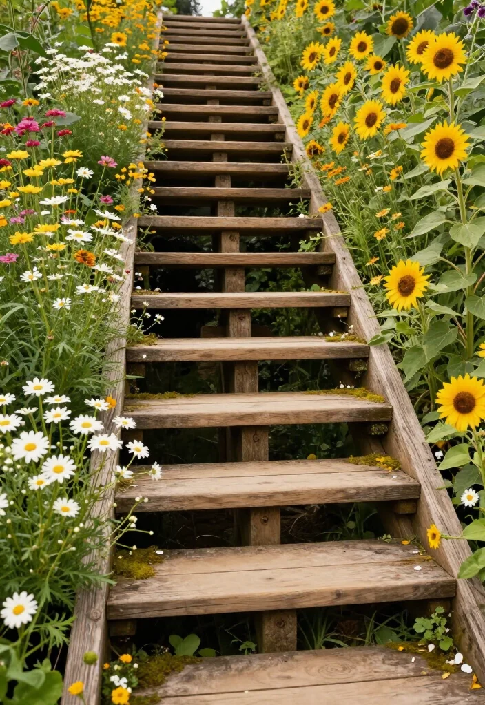 Elevate Your Landscape: 19 Creative Garden Stairs Ideas You Must See! - 1. Rustic Wooden Steps 1