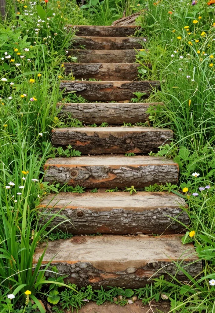 Elevate Your Landscape: 19 Creative Garden Stairs Ideas You Must See! - 14. Natural Log Steps 1