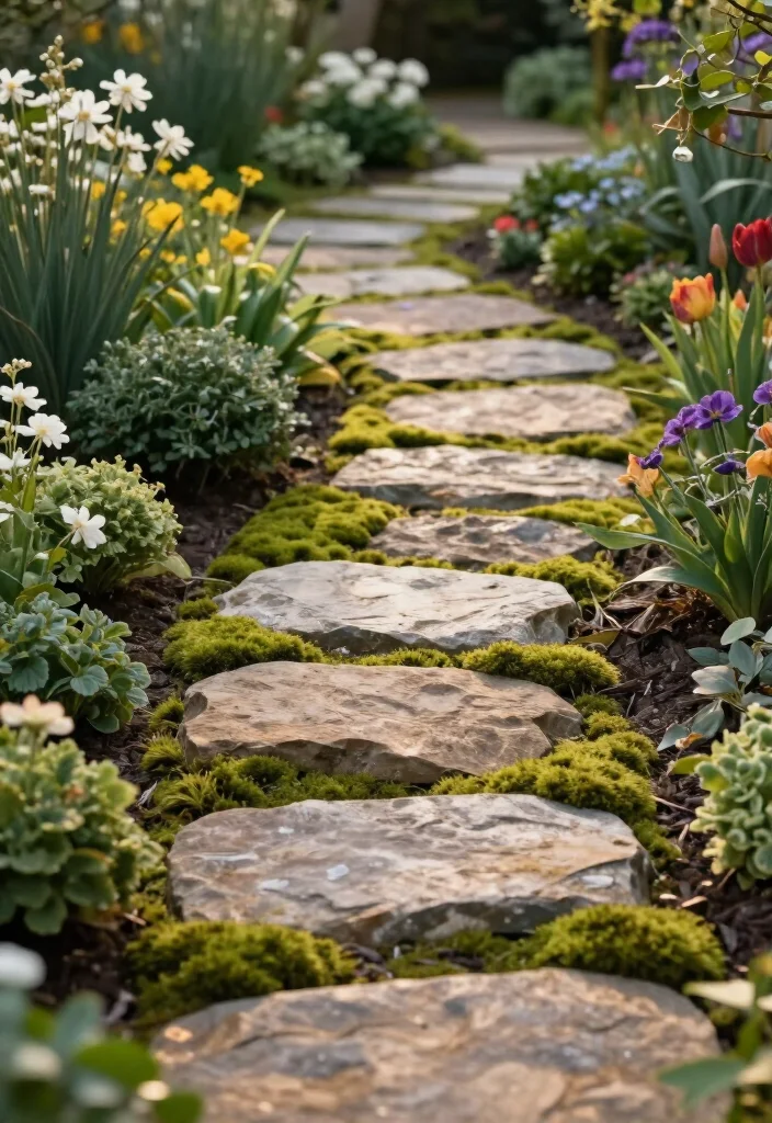 Elevate Your Landscape: 19 Creative Garden Stairs Ideas You Must See! - 3. Natural Stone Pathways 1