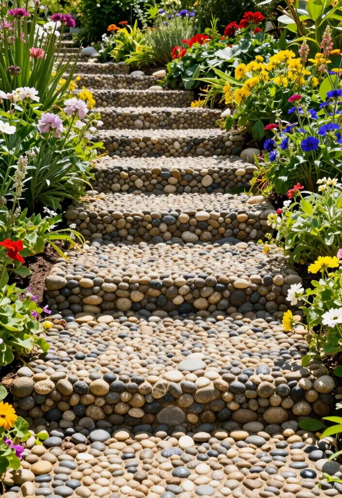 Elevate Your Landscape: 19 Creative Garden Stairs Ideas You Must See! - 5. Pebble-Stone Steps 1