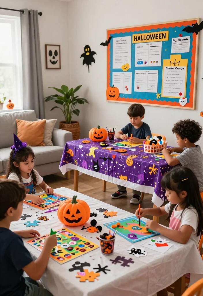 Get Ready for Spooks: 17 Halloween Living Room Ideas You’ll Wish You Knew Sooner! - 17. Family-Friendly Activity Zone 1