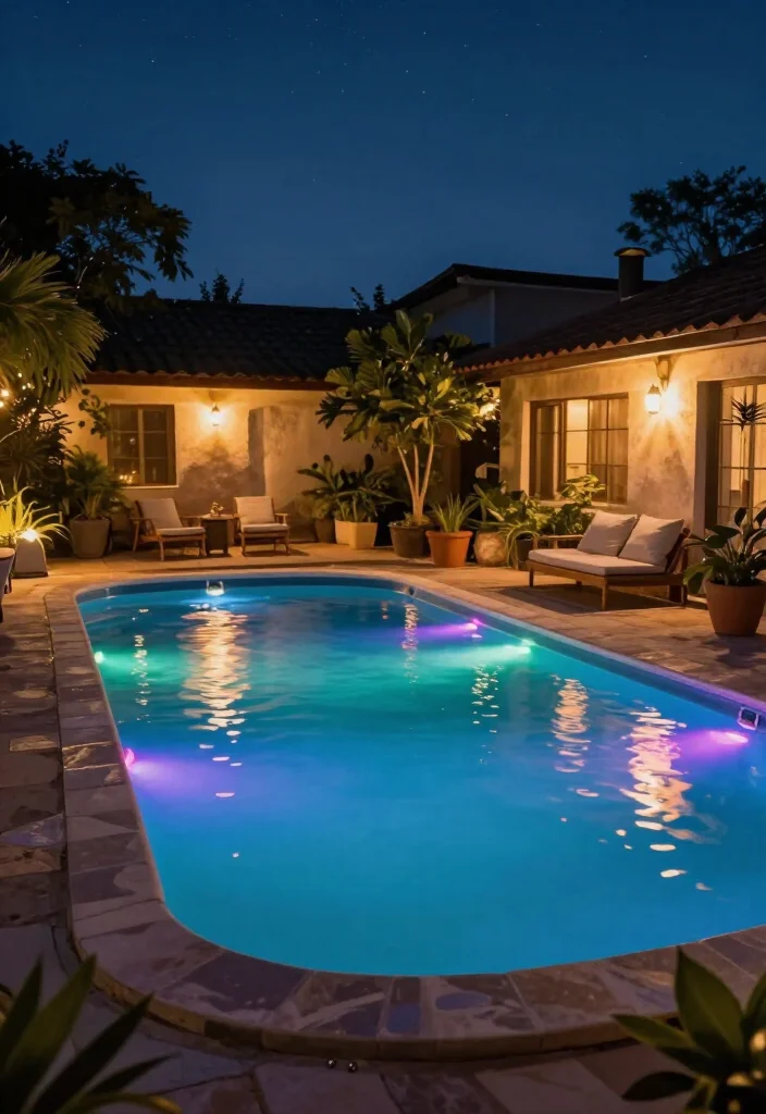 11 Affordable Backyard Lazy River Pool Ideas That'll Make You Want to Dive Right In! 49 11 Affordable Backyard Lazy River Pool Ideas That'll Make You Want to Dive Right In! - 6. Light-Up Lazy River 1
