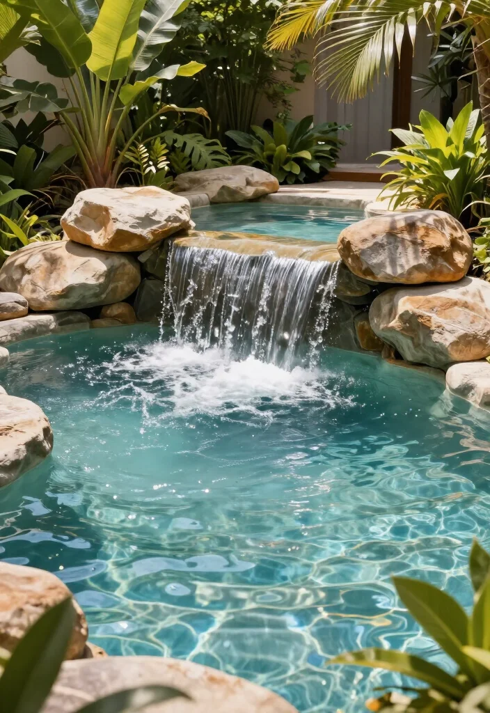 11 Affordable Backyard Lazy River Pool Ideas That'll Make You Want to Dive Right In! 62 11 Affordable Backyard Lazy River Pool Ideas That'll Make You Want to Dive Right In! - 9. Lazy River with Waterfall Feature 1