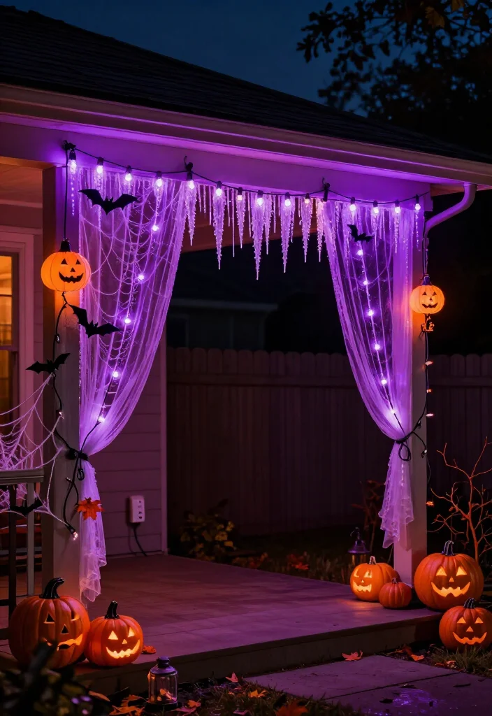 11 Best Halloween String Lights for a Bewitching Glow (Plus Outdoor Safety Tips You Shouldn't Skip!) 46 11 Best Halloween String Lights for a Bewitching Glow (Plus Outdoor Safety Tips You Shouldn't Skip!) - 5. Best Dramatic Choice: Purple Icicle and Curtain Lights 1