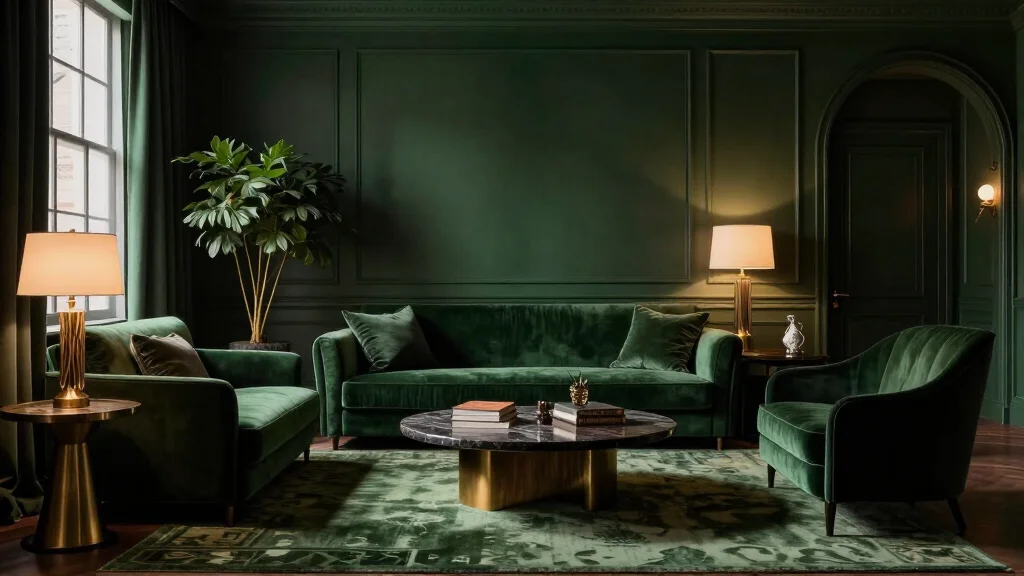 11 Dramatic Moody Green Living Room Ideas That Look Straight Out of a Luxury Hotel