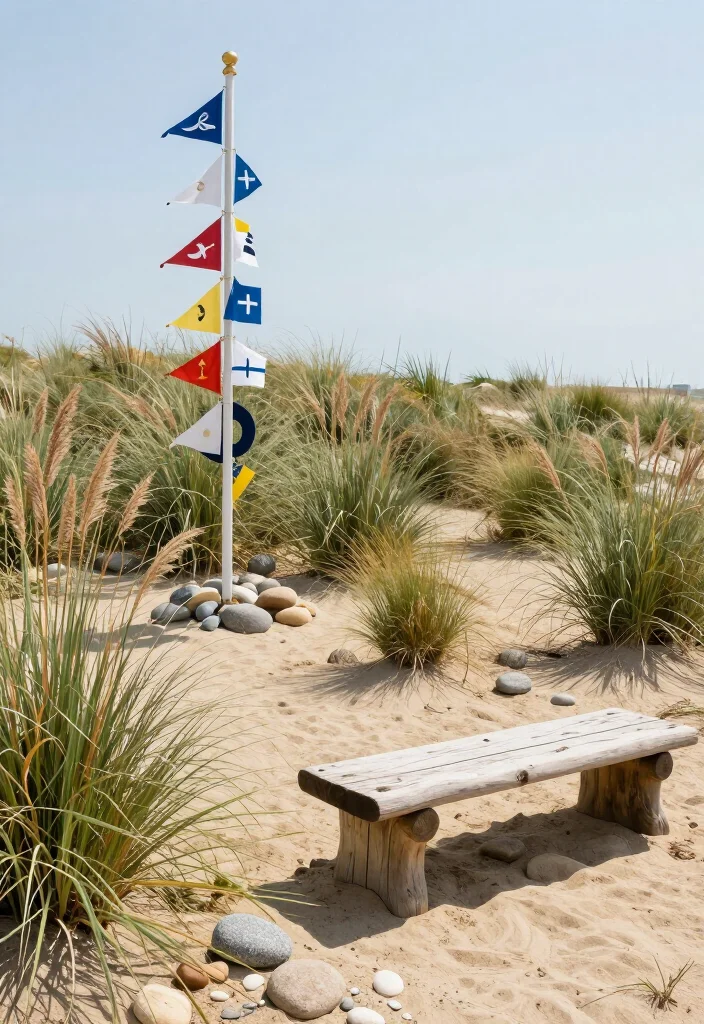 11 Jaw-Dropping Flagpole Gardening Ideas You Need to See Now! - 1. Coastal Vibes with Nautical Flags 1