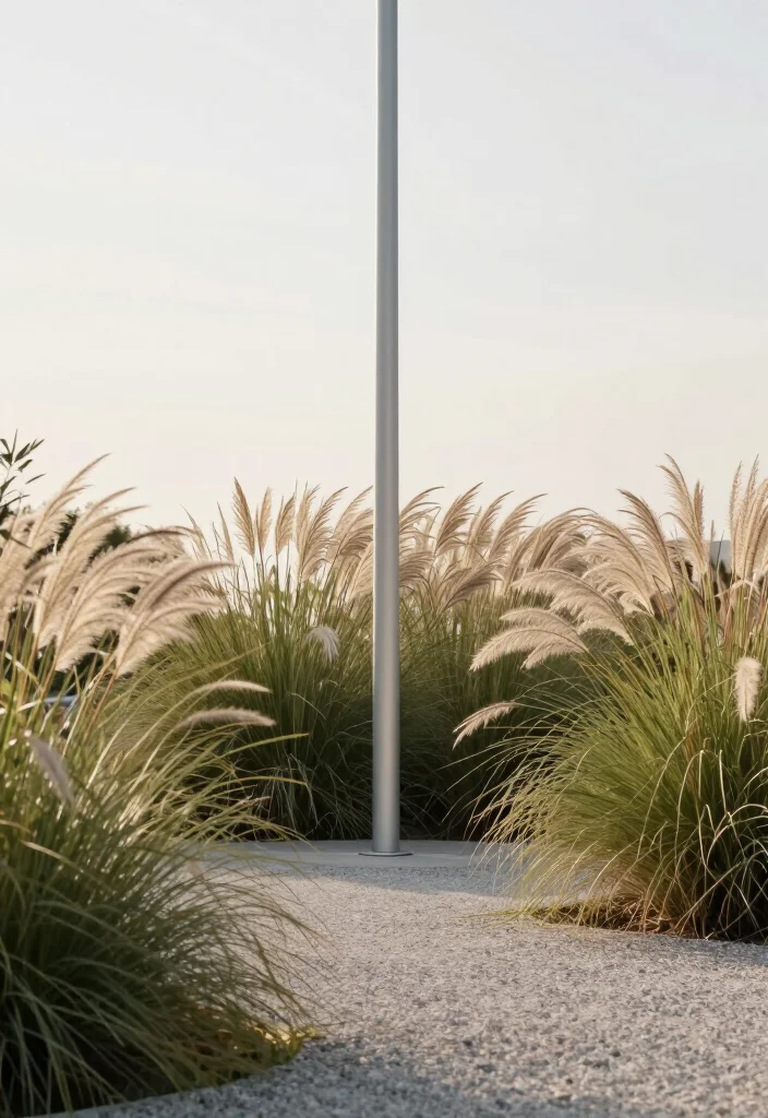 11 Jaw-Dropping Flagpole Gardening Ideas You Need to See Now! - 4. Modern Minimalism with Grasses 1