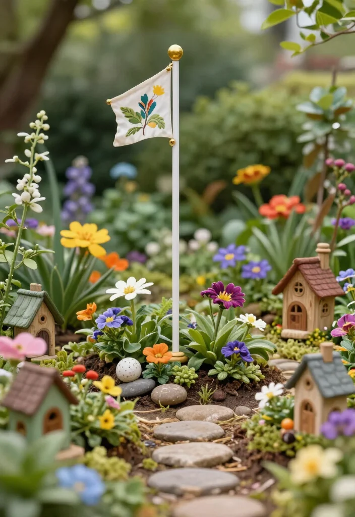 11 Jaw-Dropping Flagpole Gardening Ideas You Need to See Now! - 5. Whimsical Fairy Garden 1