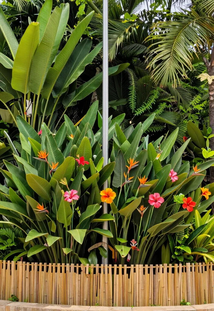 11 Jaw-Dropping Flagpole Gardening Ideas You Need to See Now! - 6. Tropical Paradise Theme 1