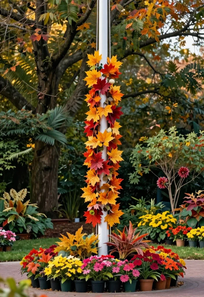 11 Jaw-Dropping Flagpole Gardening Ideas You Need to See Now! - 7. Seasonal Decor Display 1