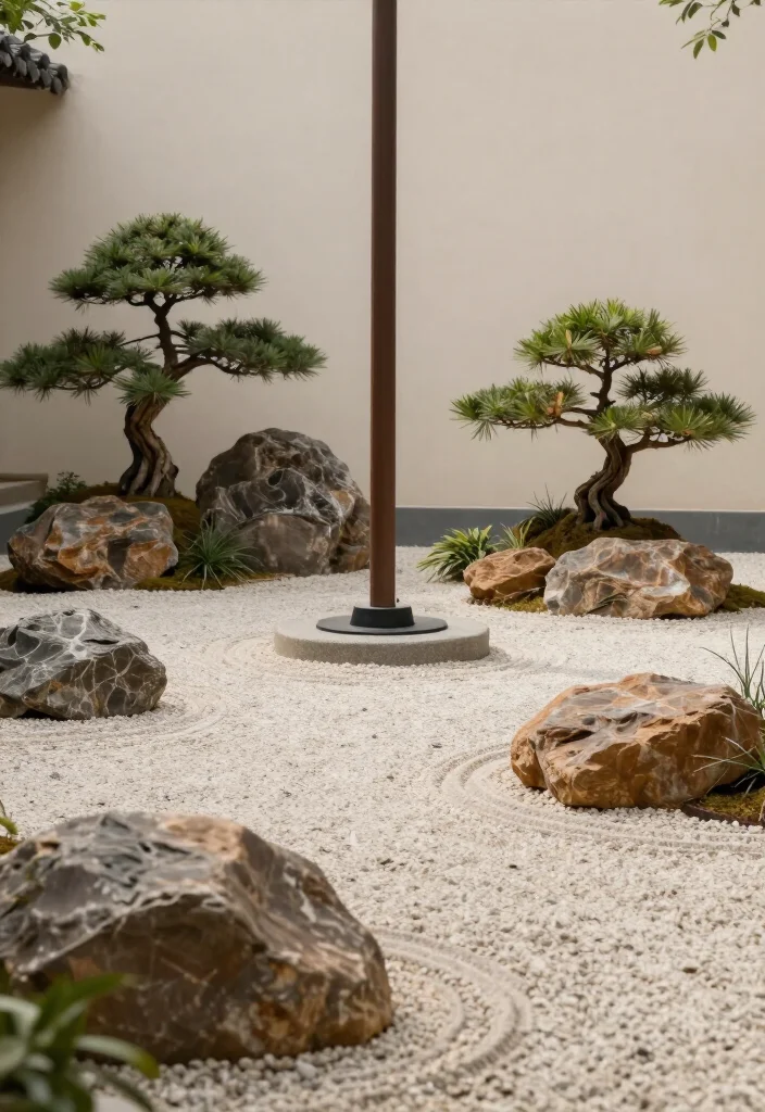 11 Jaw-Dropping Flagpole Gardening Ideas You Need to See Now! - 8. Zen Garden Inspiration 1