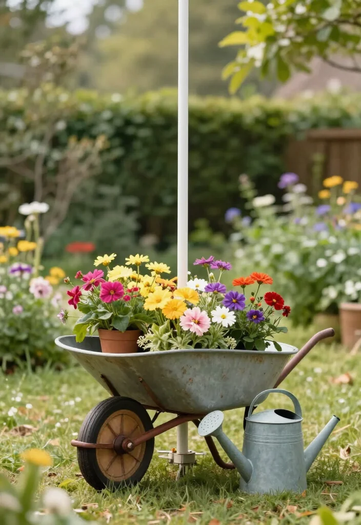 11 Jaw-Dropping Flagpole Gardening Ideas You Need to See Now! - 9. Vintage Charm with Antique Accents 1