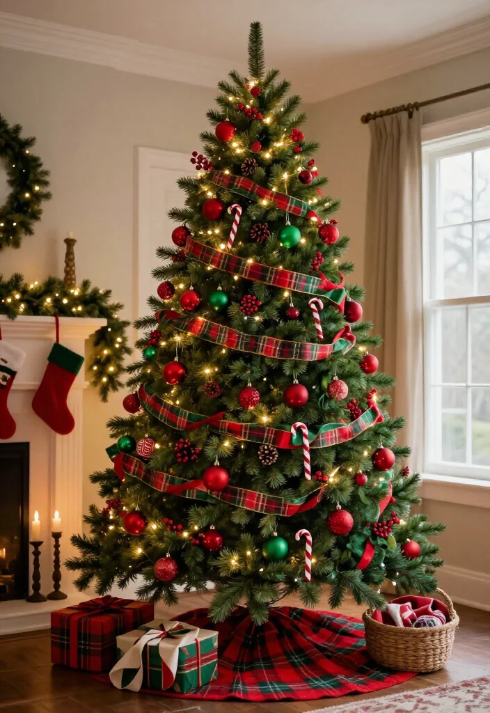 11 Red and Green Christmas Tree Ideas That’ll Make Your Home Feel Like a Holiday Movie (You’ll Want to Copy #7!) 24 11 Red and Green Christmas Tree Ideas That’ll Make Your Home Feel Like a Holiday Movie (You’ll Want to Copy #7!) - 11. A Grand Traditional Tree With Coordinated Mantel Decor 1