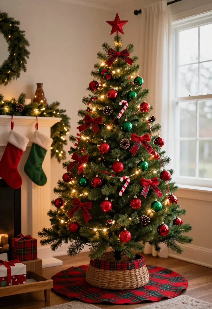 11 Red and Green Christmas Tree Ideas That’ll Make Your Home Feel Like a Holiday Movie (You’ll Want to Copy #7!) 35 11 Red and Green Christmas Tree Ideas That’ll Make Your Home Feel Like a Holiday Movie (You’ll Want to Copy #7!) - 12. A Small-Space Red and Green Tree With Big Holiday Energy 1