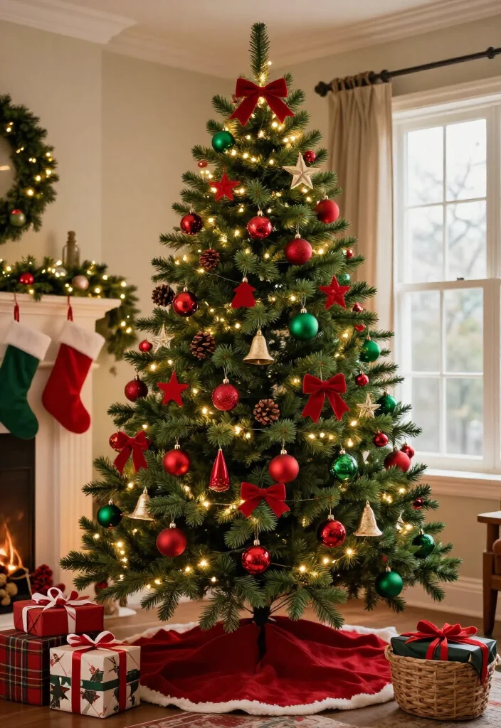11 Red and Green Christmas Tree Ideas That’ll Make Your Home Feel Like a Holiday Movie (You’ll Want to Copy #7!) 49 11 Red and Green Christmas Tree Ideas That’ll Make Your Home Feel Like a Holiday Movie (You’ll Want to Copy #7!) - 14. A Red and Green Ornament Collection With Classic Shapes 1