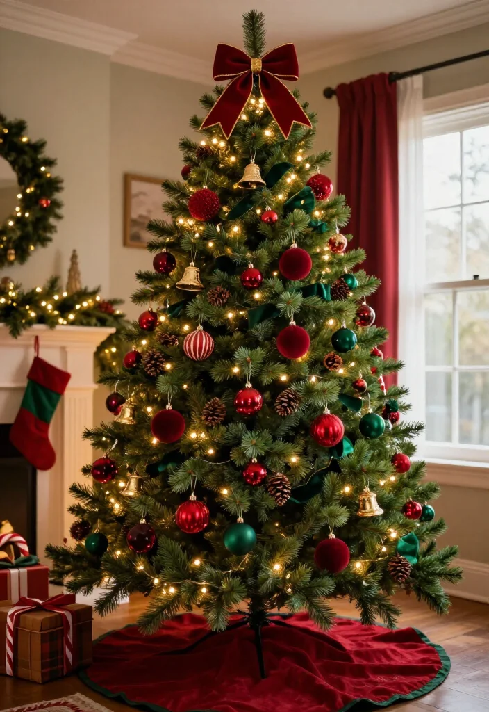 11 Red and Green Christmas Tree Ideas That’ll Make Your Home Feel Like a Holiday Movie (You’ll Want to Copy #7!) 21 11 Red and Green Christmas Tree Ideas That’ll Make Your Home Feel Like a Holiday Movie (You’ll Want to Copy #7!) - 8. Cranberry, Emerald, and a Hint of Gold 1