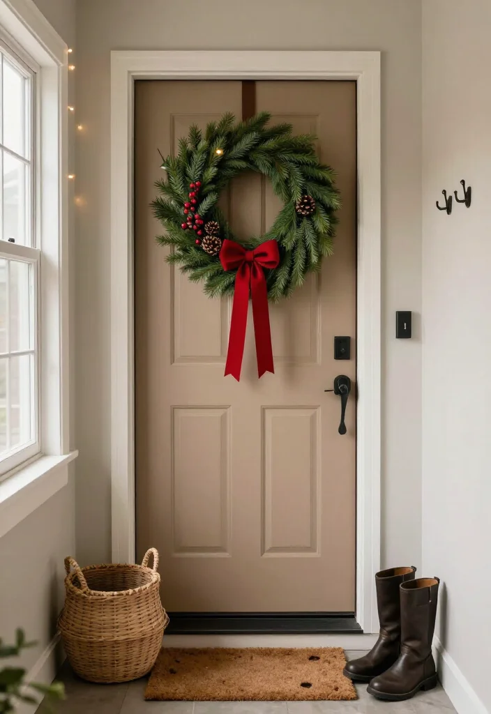 11 Small Christmas Decor Changes That Make Your Home Feel Instantly Festive (Without Spending a Fortune!) - 1. Add a Simple Ribbon to the Front Door 1