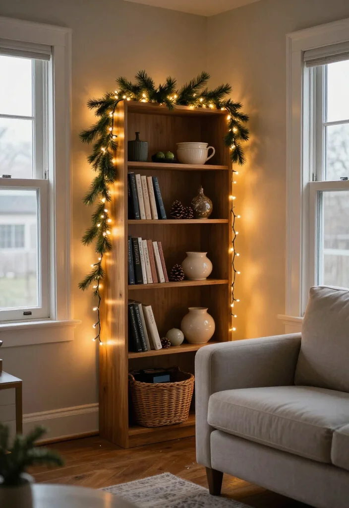 11 Small Christmas Decor Changes That Make Your Home Feel Instantly Festive (Without Spending a Fortune!) - 4. Outline One Corner with Warm String Lights 1