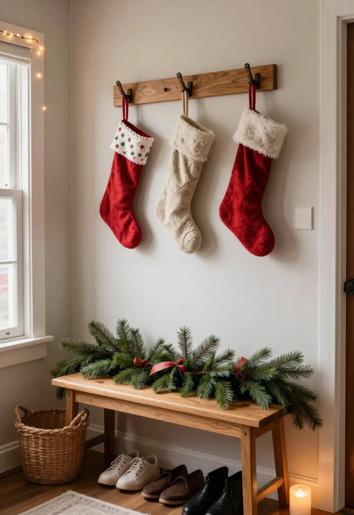 11 Small Christmas Decor Changes That Make Your Home Feel Instantly Festive (Without Spending a Fortune!) - 9. Hang Stockings in an Unexpected Everyday Spot 1