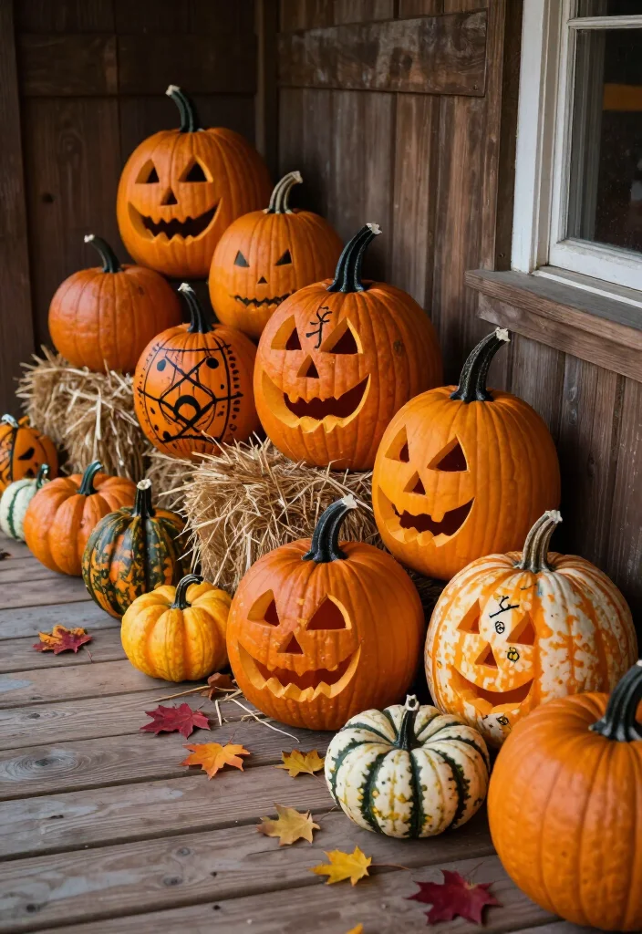 11 Spooktacular Halloween Entryway Decor Ideas That Will Thrill Your Guests! - 1. Pumpkin Patch Perfection 1