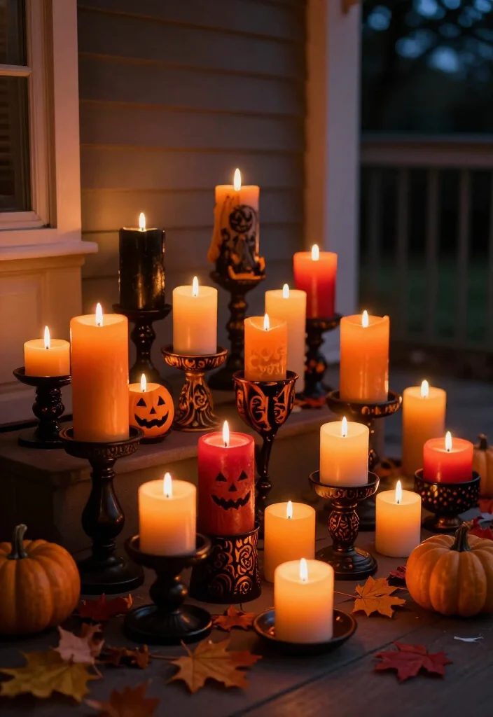 11 Spooktacular Halloween Entryway Decor Ideas That Will Thrill Your Guests! - 10. Chilling Candle Displays 1