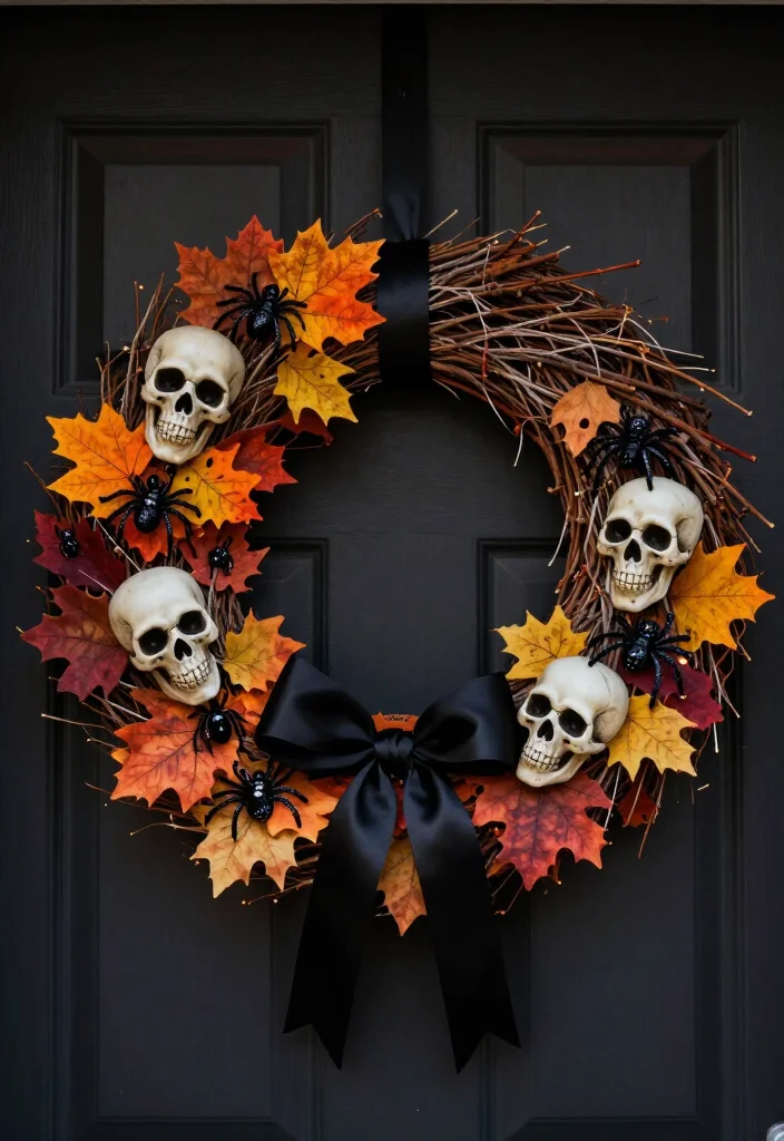 11 Spooktacular Halloween Entryway Decor Ideas That Will Thrill Your Guests! - 3. Enchanted Wreaths 1