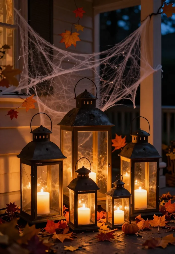 11 Spooktacular Halloween Entryway Decor Ideas That Will Thrill Your Guests! - 5. Hauntingly Beautiful Lanterns 1