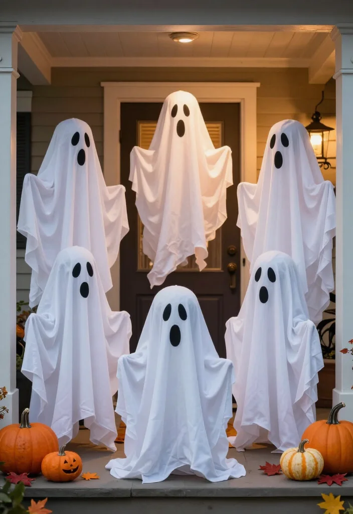 11 Spooktacular Halloween Entryway Decor Ideas That Will Thrill Your Guests! - 6. Ghostly Greetings 1