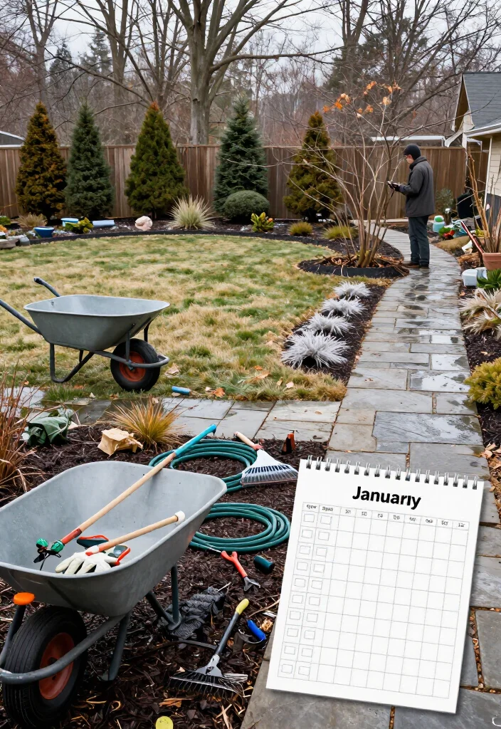 12-Month Landscape Maintenance Calendar: The Ultimate Yard-Care Checklist for a Beautiful Garden All Year! - January: Inspect, Plan, and Protect the Sleeping Garden 1